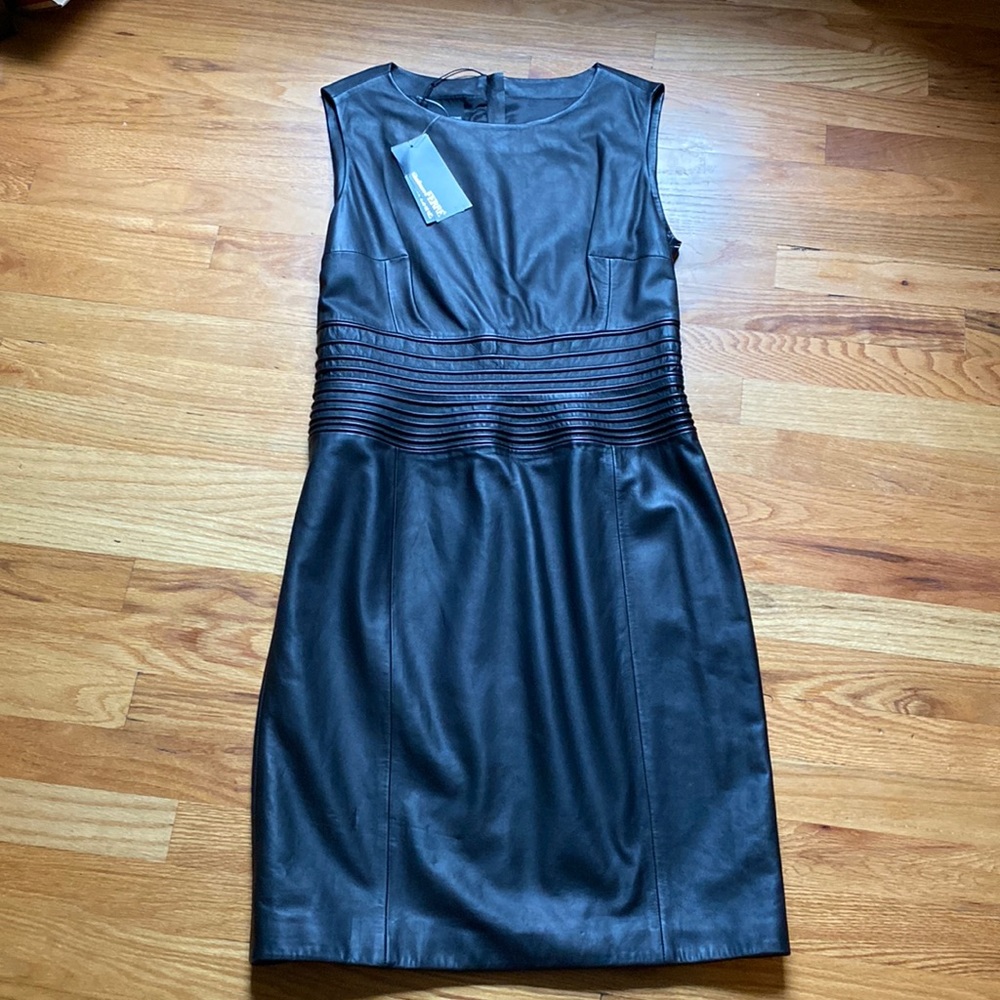 NWT leather black dress size 46 Italy size is line 6/8 American